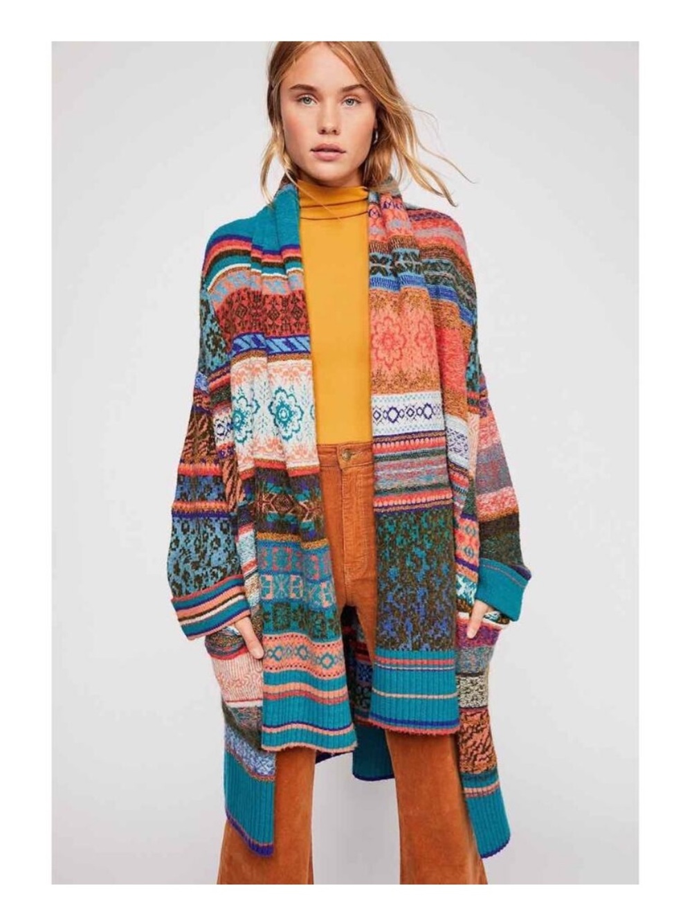 Free People Fantasia Fairisle Sweater Coat